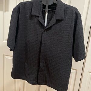 Fashion Nova Black Textured Shirt Jacket